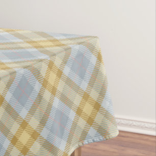 Yellow And Gray Tartan Plaid Tablecloth
