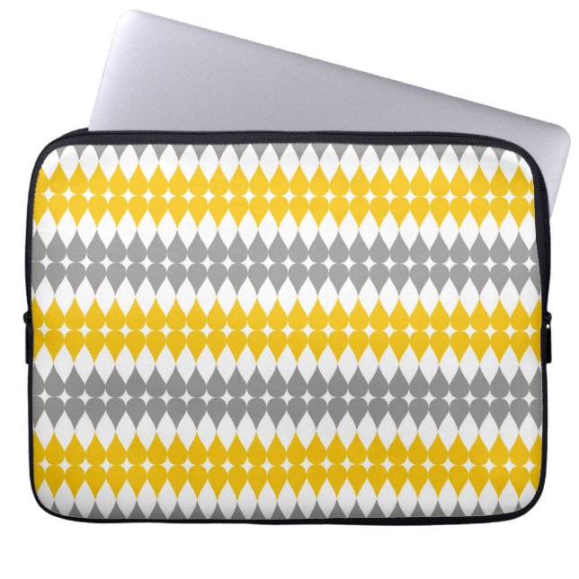Yellow And Gray Tear Drop Pattern Laptop Sleeve 13 (Front)