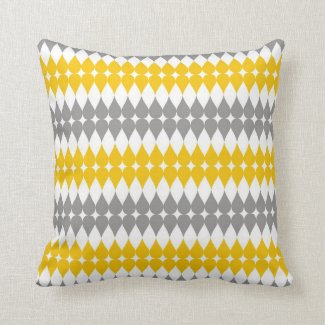 Yellow And Gray Tear Drop Pattern Throw Pillow