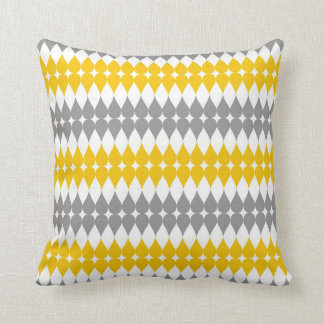 Yellow And Gray Tear Drop Pattern Throw Pillow