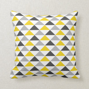 Yellow and Gray Triangle Pattern Throw Pillow