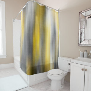 Yellow and Gray Vertical Abstract Shower Curtain