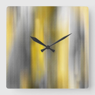 Yellow and Gray Vertical Abstract Square Wall Clock