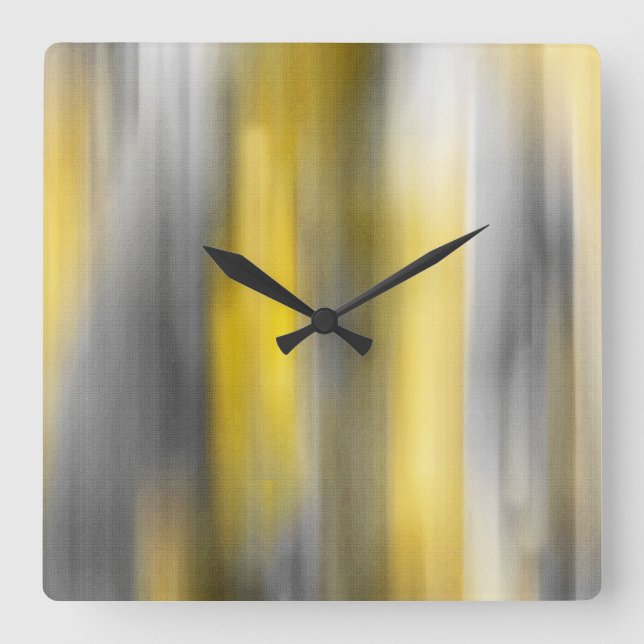 Yellow and Gray Vertical Abstract Square Wall Clock (Front)