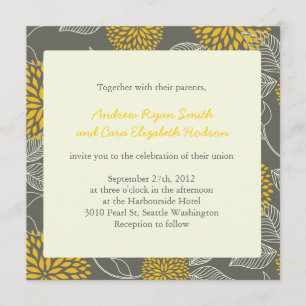 Yellow and Gray Vintage Floral Wedding invite