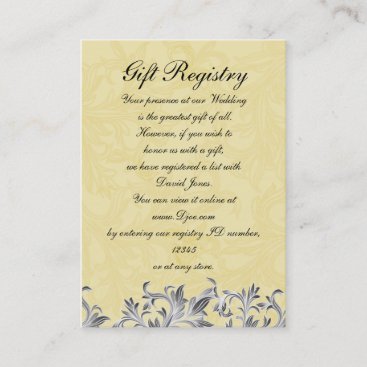 Yellow and Gray Vintage Flourish Wedding Business Card