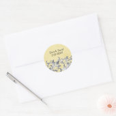 Yellow and Gray Vintage Flourish Wedding Classic Round Sticker (Envelope)