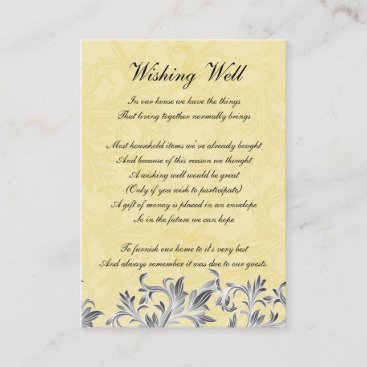 Yellow and Gray Vintage Flourish Wedding Enclosure Card