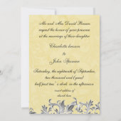 Yellow and Gray Vintage Flourish Wedding Invitation (Back)
