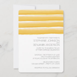 Yellow and Gray Watercolor Stripes Wedding Invitation