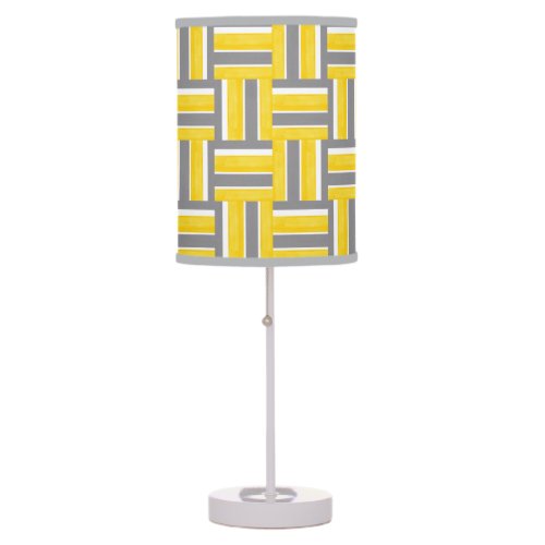 Yellow and Gray White Stripes Modern Pattern Table Lamp