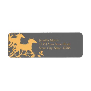 Yellow And Gray Wild Horses Label by PaintingPony at Zazzle