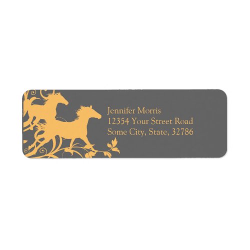 Yellow and Gray Wild Horses Label