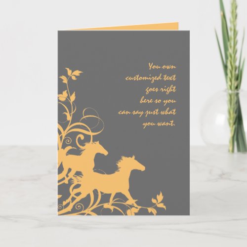 Yellow and Gray Wild Horses Thank You Card