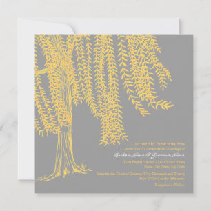 Yellow and Gray Willow Tree Wedding Invitation