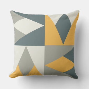 Yellow and Grays Mid-Century Modern Throw Pillow
