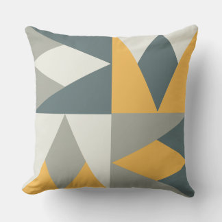 Yellow and Grays Mid-Century Modern Throw Pillow