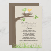 Yellow and Green Baby Bird's Nest | Baby Shower Invitation (Front/Back)