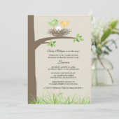 Yellow and Green Baby Bird's Nest | Baby Shower Invitation (Standing Front)