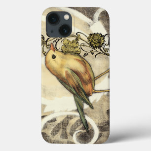Yellow and Green Bird on Vintage Background iPhone 13 Case
