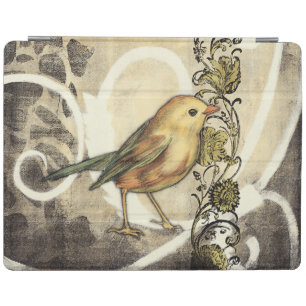 Yellow and Green Bird on Vintage Background iPad Smart Cover