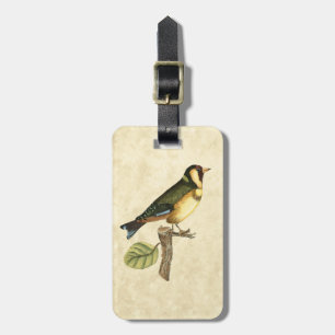 Yellow and Green Bird Perched on a Little Branch Luggage Tag