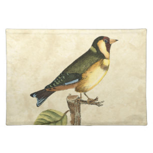 Yellow and Green Bird Perched on a Little Branch Placemat