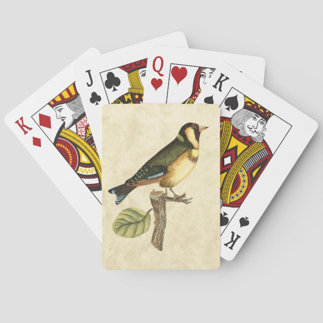 Yellow and Green Bird Perched on a Little Branch Poker Cards (Back)