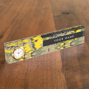 Yellow and Green Camo, Camouflage, Military, Army Desk Name Plate