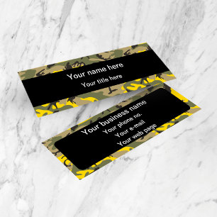 Yellow and Green Camo, Camouflage, Military, Army Mini Business Card