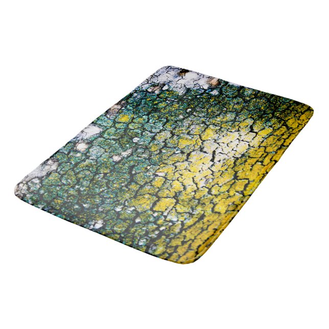 Yellow and Green Camo Print Bath Mat (Angled)
