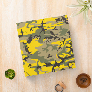 Yellow and Green Camouflage, Military, Army 3 Ring Binder