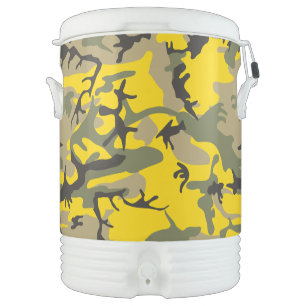 Yellow and Green Camouflage, Military, Army Beverage Cooler