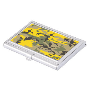 Yellow and Green Camouflage, Military, Army Business Card Case