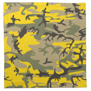 Yellow and Green Camouflage, Military, Army Cloth Napkin