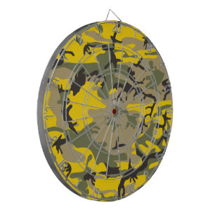 Yellow and Green Camouflage, Military, Army Dart Board