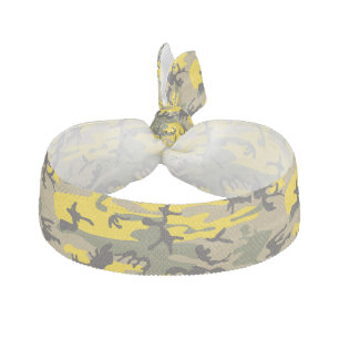 Yellow and Green Camouflage, Military, Army Elastic Hair Tie
