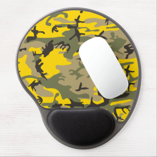 Yellow and Green Camouflage, Military, Army Gel Mouse Pad