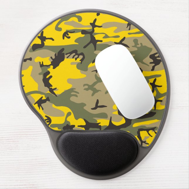 Yellow and Green Camouflage, Military, Army Gel Mouse Pad (Left Side)