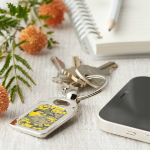 Yellow and Green Camouflage, Military, Army Keychain