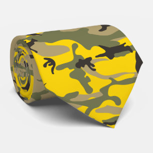 Yellow and Green Camouflage, Military, Army Neck Tie