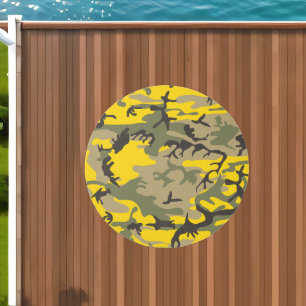Yellow and Green Camouflage, Military, Army Outdoor Rug