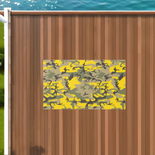 Yellow and Green Camouflage, Military, Army Outdoor Rug