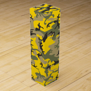 Yellow and Green Camouflage, Military, Army Wine Box