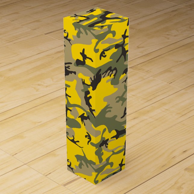 Yellow and Green Camouflage, Military, Army Wine Box (Front)