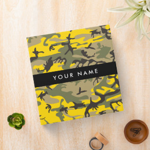 Yellow and Green Camouflage Your name Personalize 3 Ring Binder