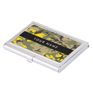 Yellow and Green Camouflage Your name Personalize Business Card Case