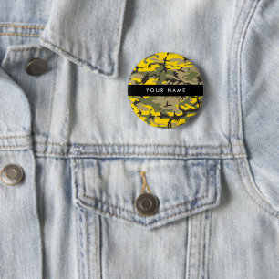 Yellow and Green Camouflage Your name Personalize Button