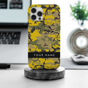 Yellow and Green Camouflage Your name Personalize iPhone 15 Pro Max Case