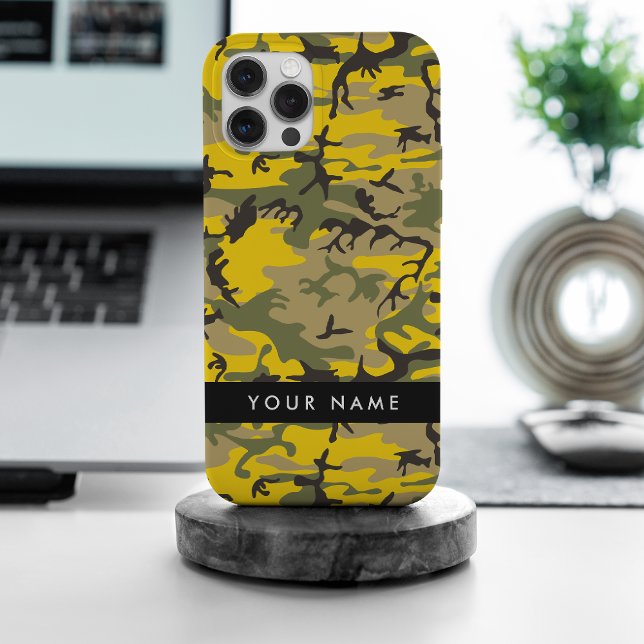 Yellow and Green Camouflage Your name Personalize Case-Mate iPhone Case (Creator Uploaded)